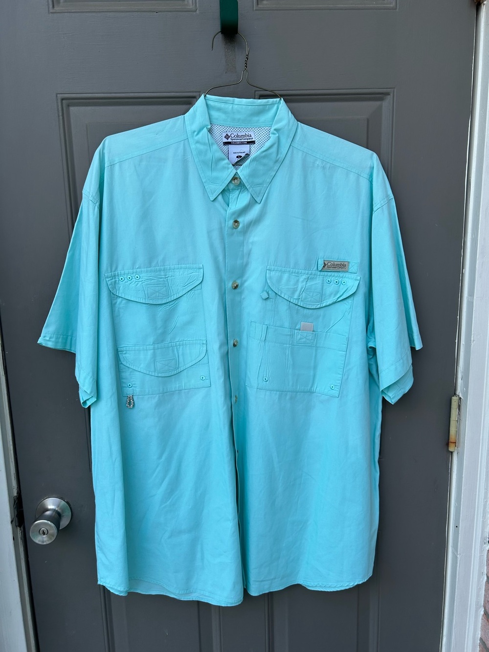 Columbia Men’s Short Sleeve Turquoise Fishing Shirt